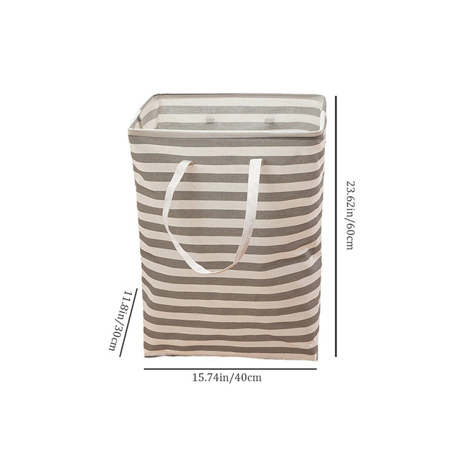 large gray foldable laundry basket with easy carry handles size chart