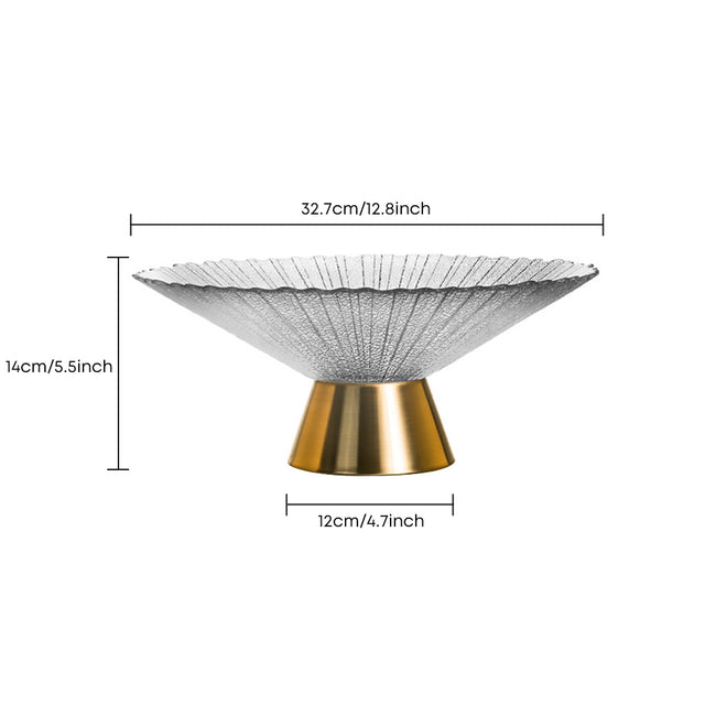 large textured glass gold base fruit bowl size chart