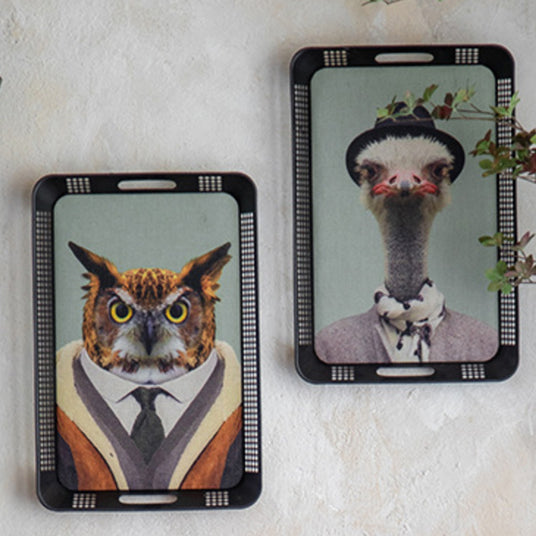 large vintage black rectangular serving tray with handles details