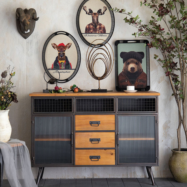 large vintage black serving tray with handles decorative piece