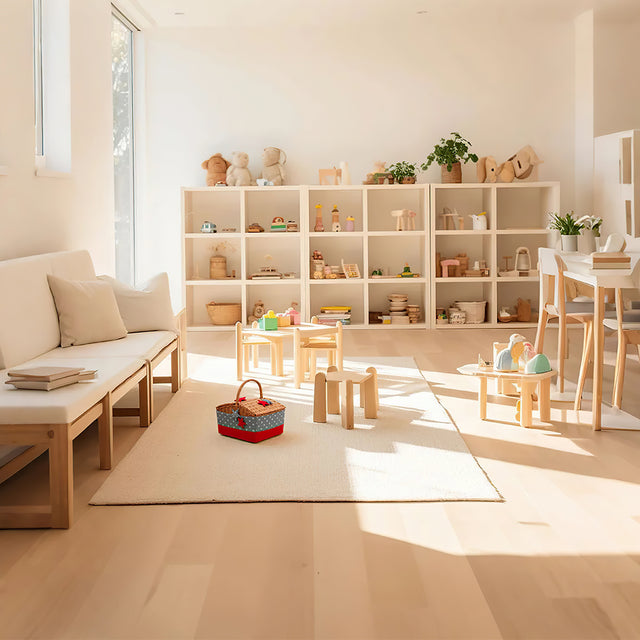 large wicker woven picnic basket with lid and handle on the floor