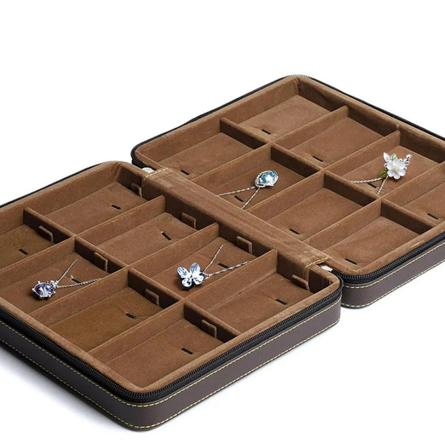 leather jewelry storage box details