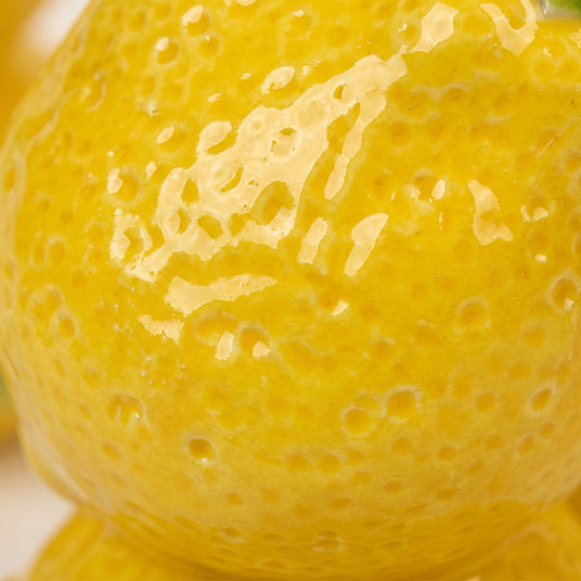 lemon candle holder textured surface macro
