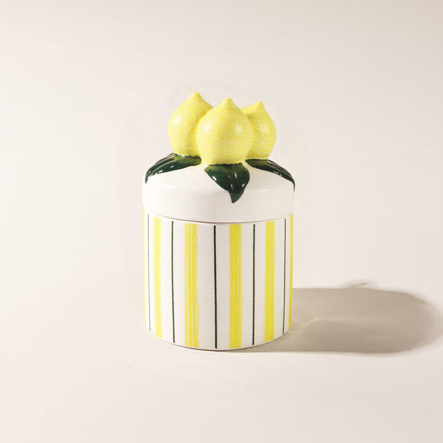 lemon themed ceramic cookie jar