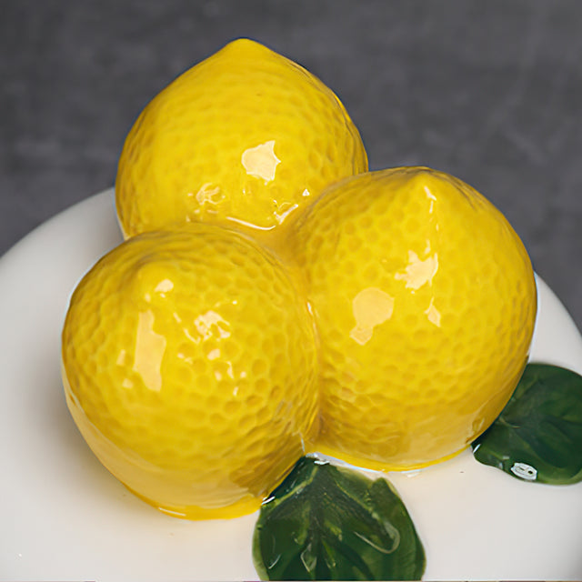 lemon themed ceramic cookie jar details