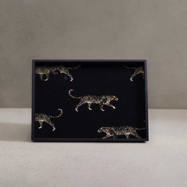 leopard print leather tray