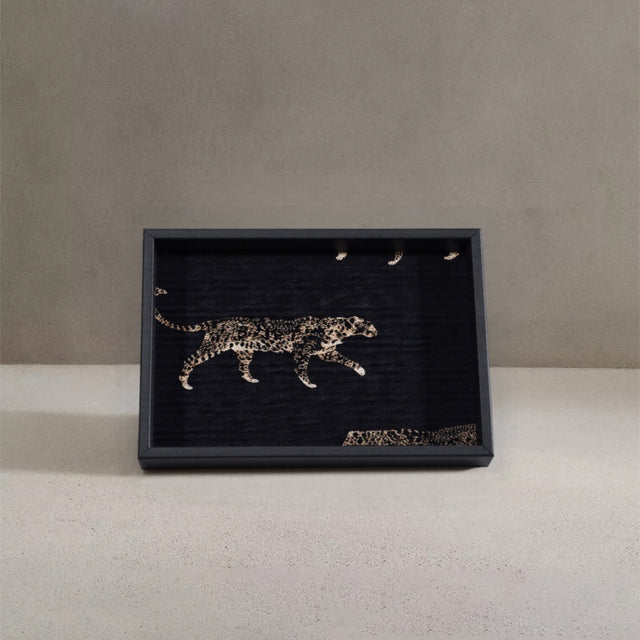 leopard print leather tray