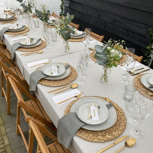 linen napkin on the long table for party