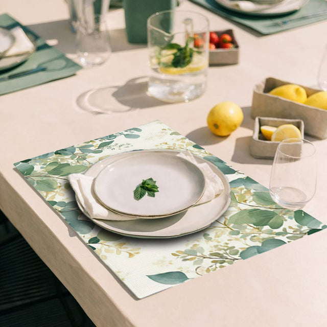 linen placemat on the dining table