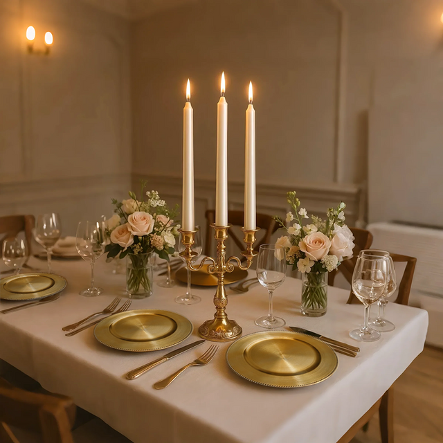 luxury gold round decorative tray on the dining table