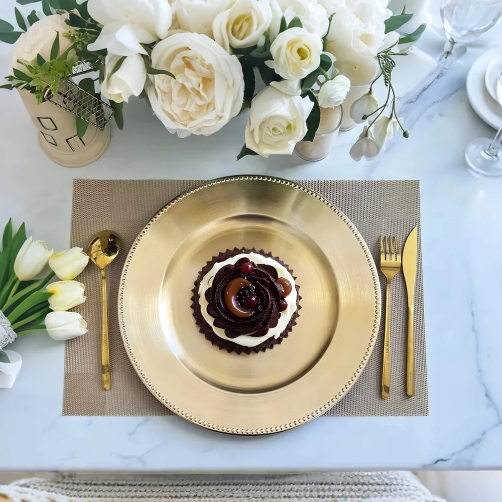 luxury gold round decorative tray serve desserts