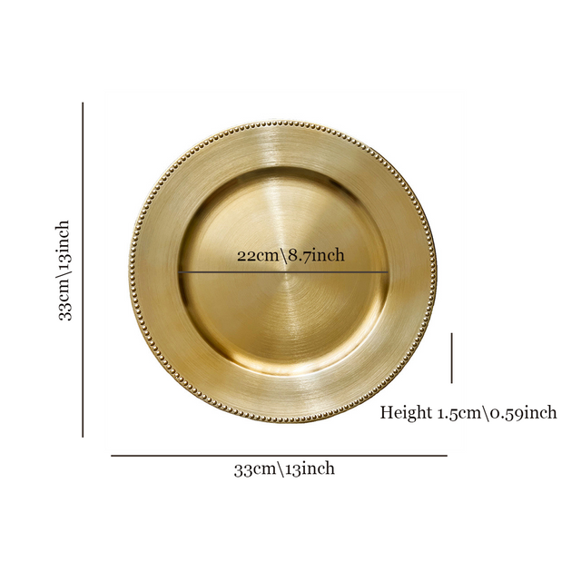 luxury gold round decorative tray size chart