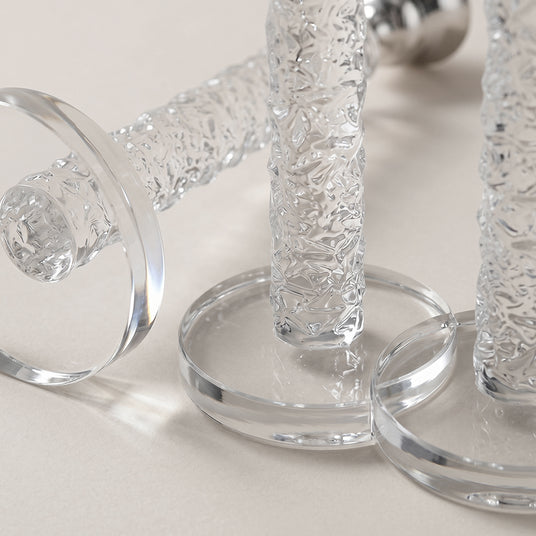 macro shot of crystal candle holder bases