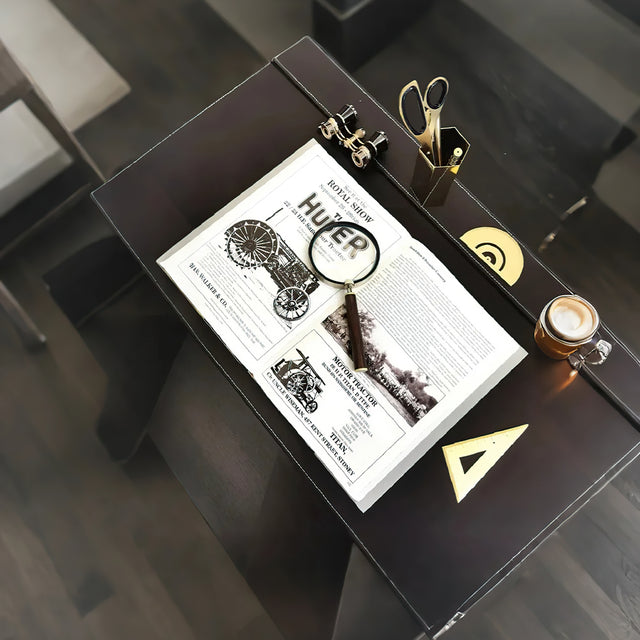 magnifying glass on the book