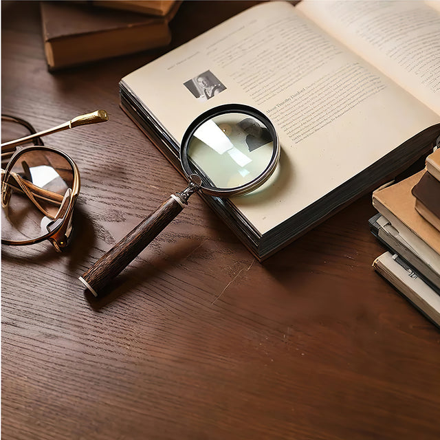 magnifying glass on the desk