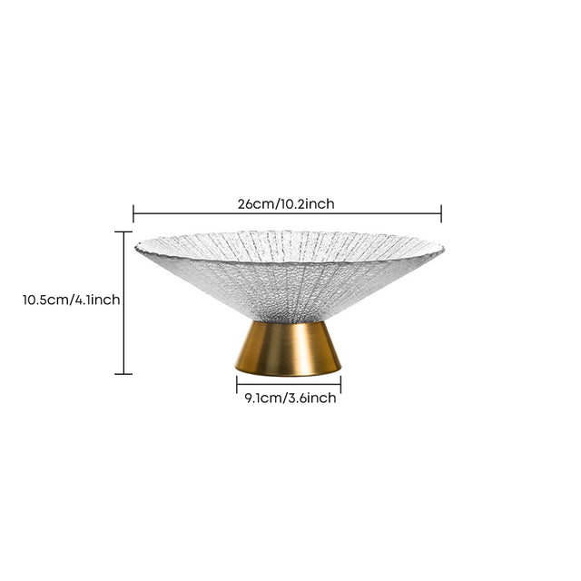 medium textured glass gold base fruit bowl size chart
