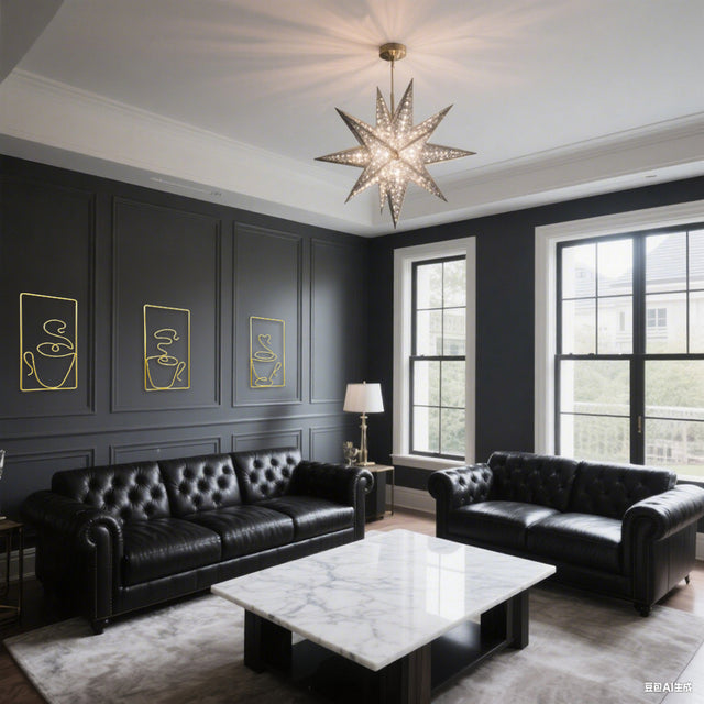 metal coffee mug wall decor on black wall