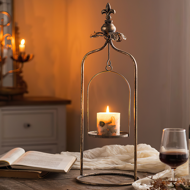 metal pillar candle holder details