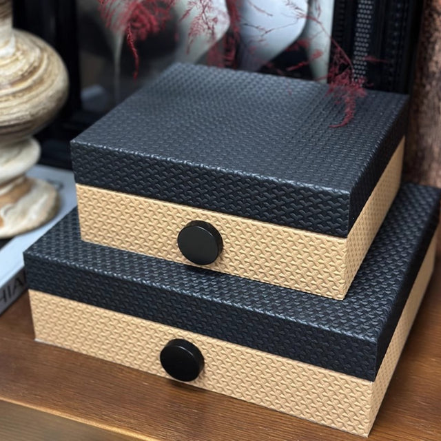 minimalist windmill patterned decorative storage box set details