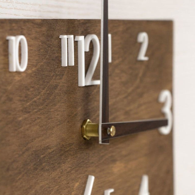 minimalist wooden rectangular digital wall clock details