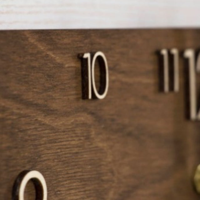 minimalist wooden rectangular digital wall clock details