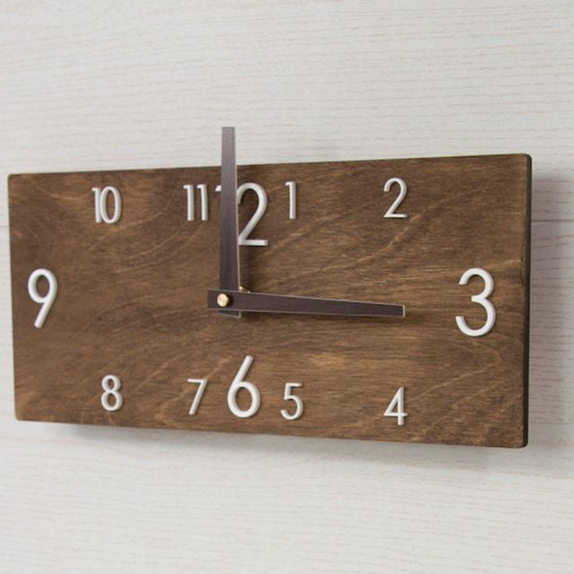 minimalist wooden rectangular digital wall clock details