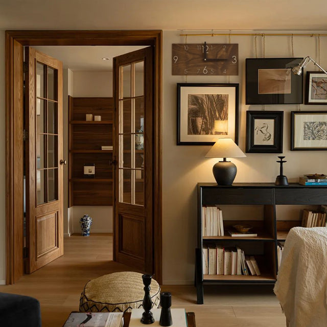 minimalist wooden rectangular digital wall clock in the living room