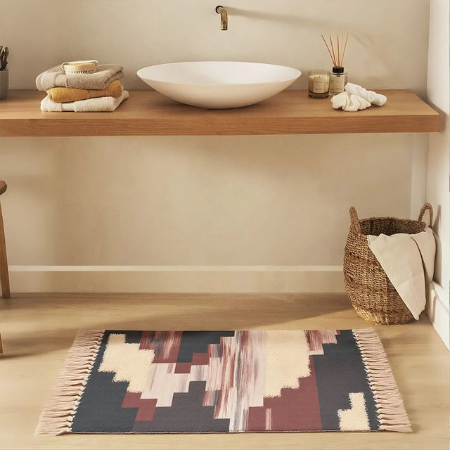 modern boho cotton-linen blend fringe in bath room