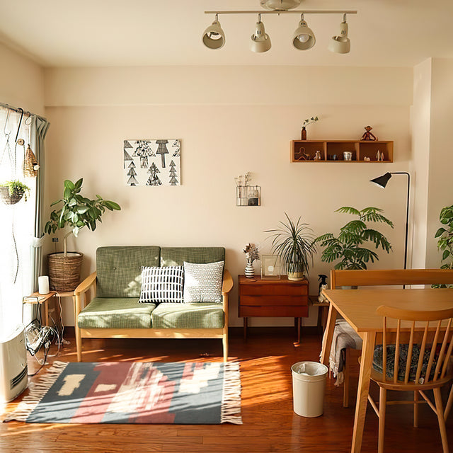modern boho cotton-linen blend fringe in living room