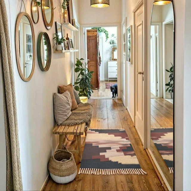 modern boho cotton-linen blend fringe on entrance way