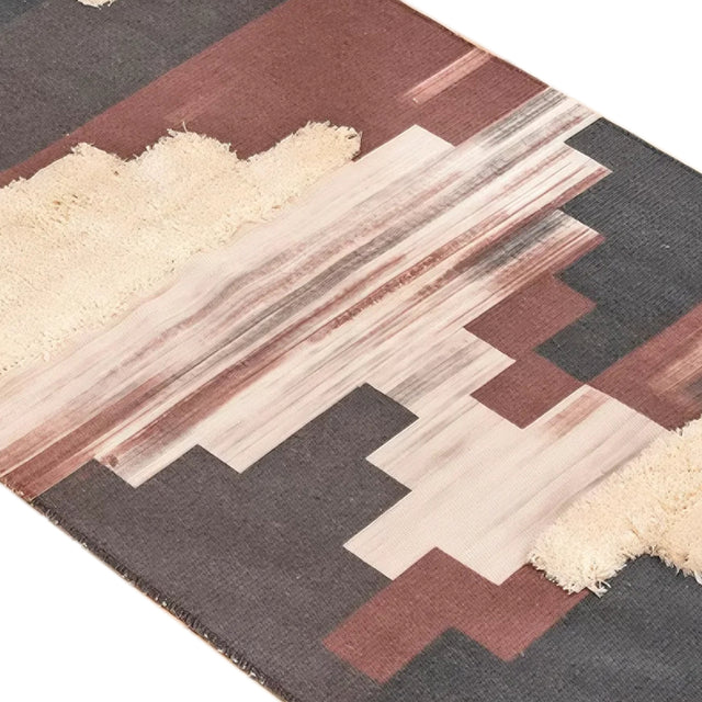 modern boho cotton-linen blend fringe woven rug details