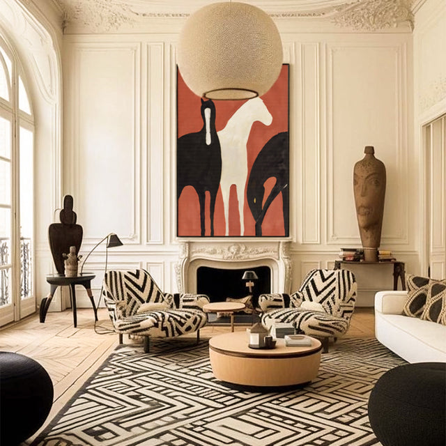 modern horse canvas art print in the living room