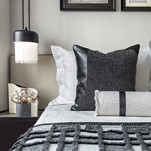 modern minimalist dark gray throw pillow details