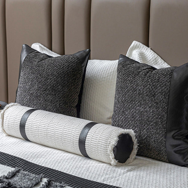 modern minimalist dark gray throw pillow details