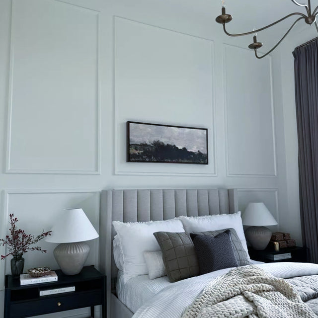 modern minimalist dark gray throw pillow in the bedroom