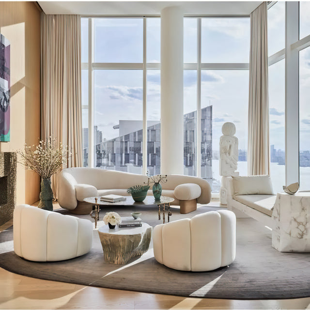 modern minimalist resin fruit bowl in the living room