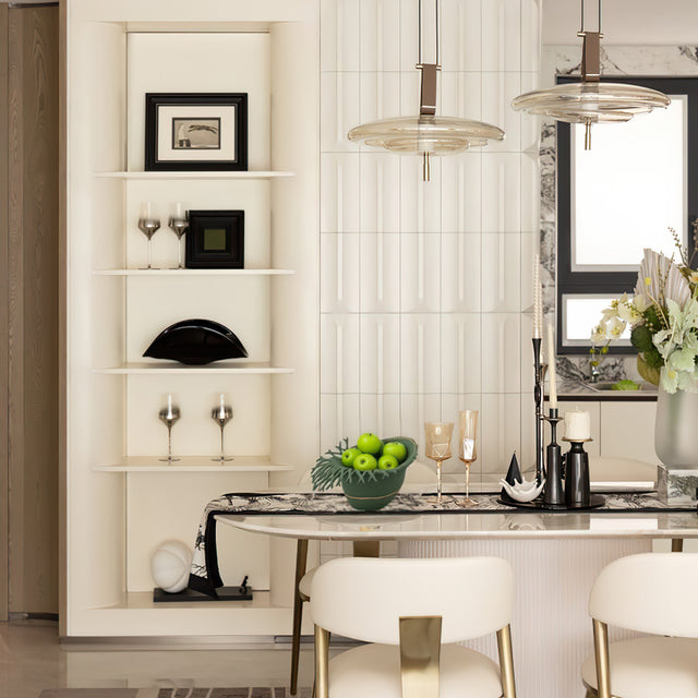 modern minimalist resin fruit bowl with green apples