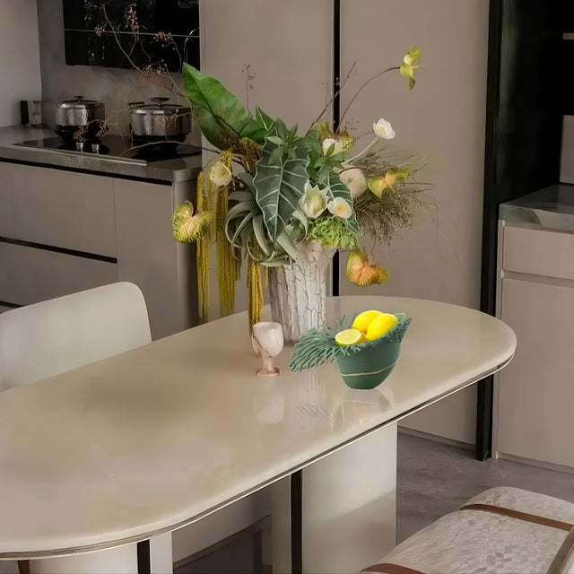 modern minimalist resin fruit bowl with lemons