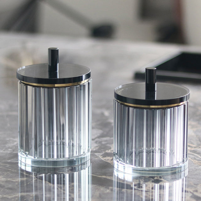 modern minimalist round crystal storage jar details