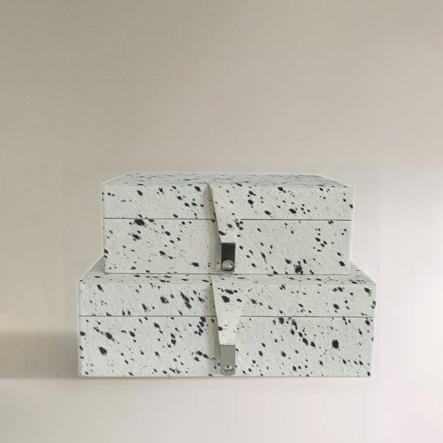 modern pony hair jewelry box with leather trim