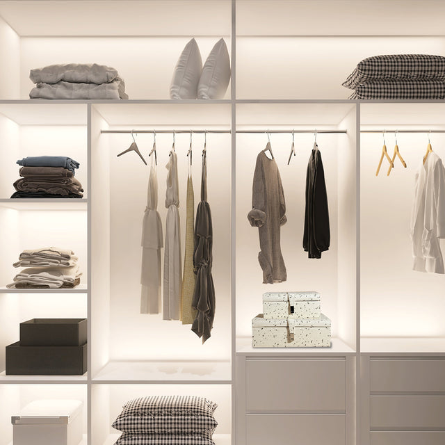 modern pony hair jewelry box with leather trim in the dressing room