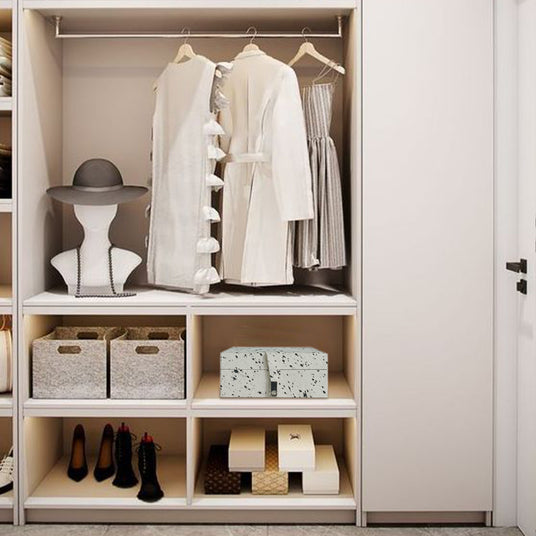 modern pony hair jewelry box with leather trim in the wardrobe