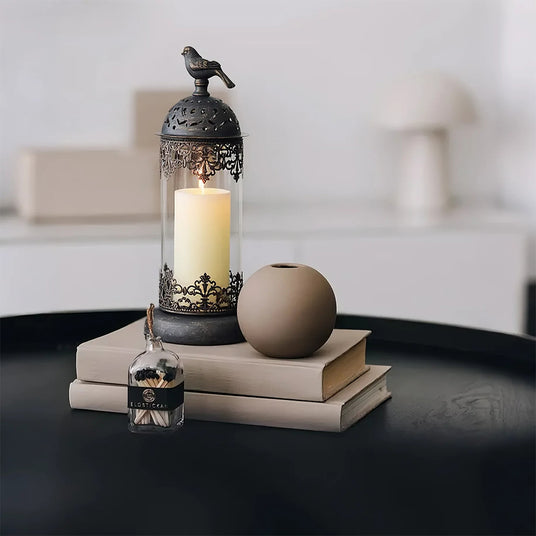 moroccan style ironwork perfumed candle holder on the table