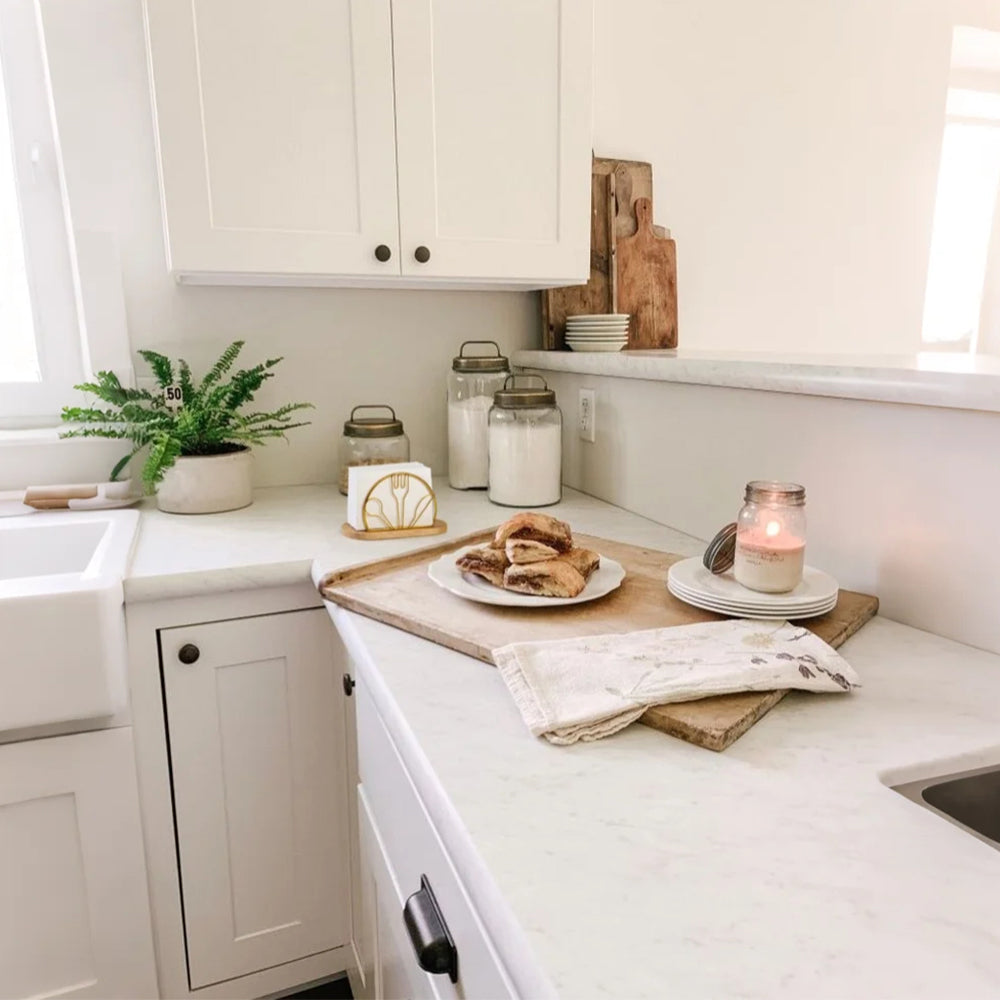 napkin holder on the kitchen counter