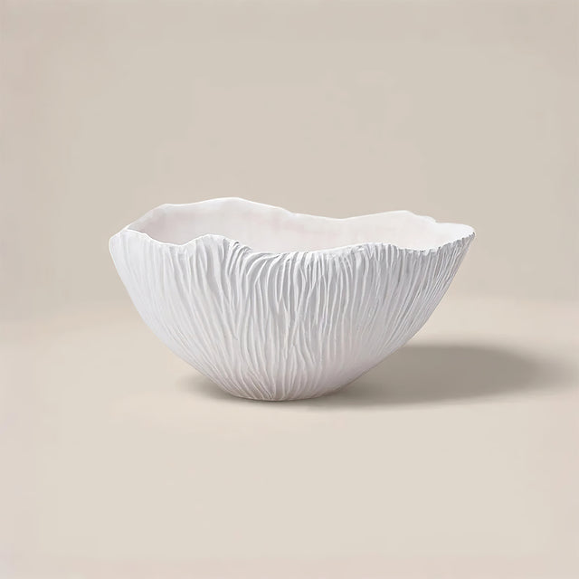 nordic luxury ceramic white large textured fruit bowl
