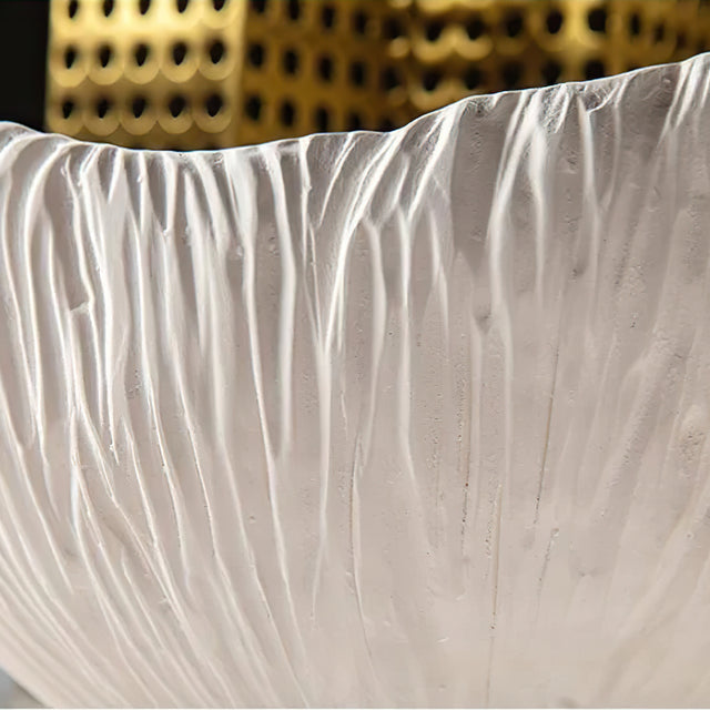 nordic luxury ceramic white large textured fruit bowl details