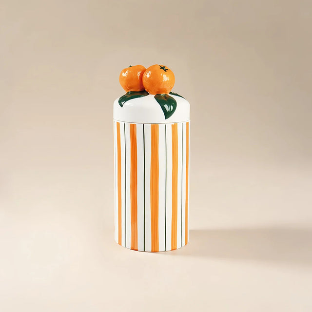 orange themed ceramic cookie jar