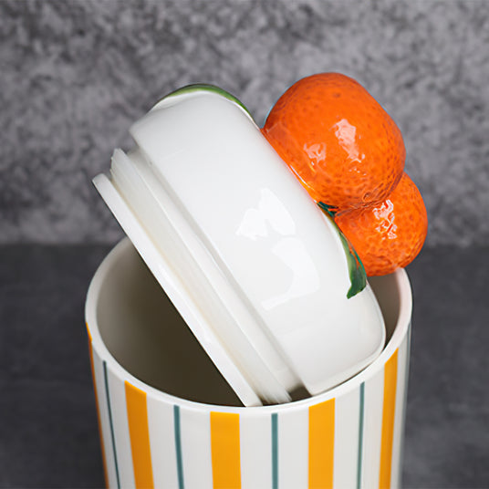 orange themed ceramic cookie jar seal details