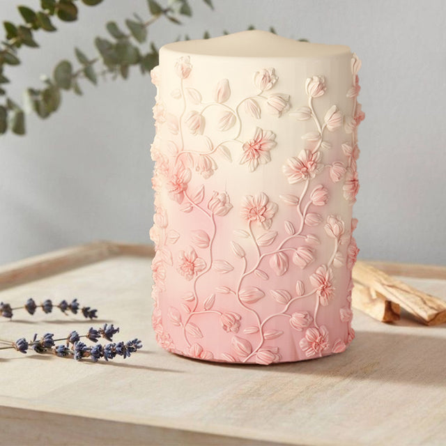 pink mold-poured candle details