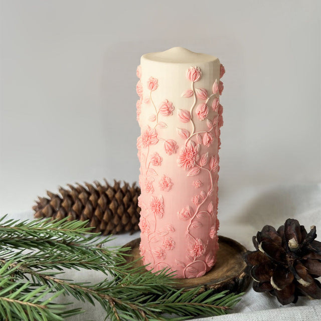 pink mold-poured candle details